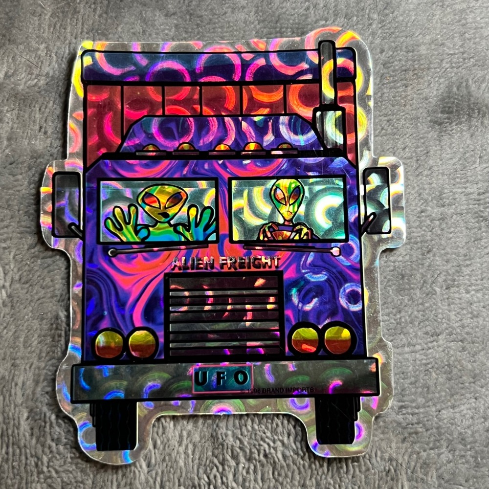 Lot 10 Vintage 1998 UFO Alien Freight Prism Stickers Holographic Truck Decal